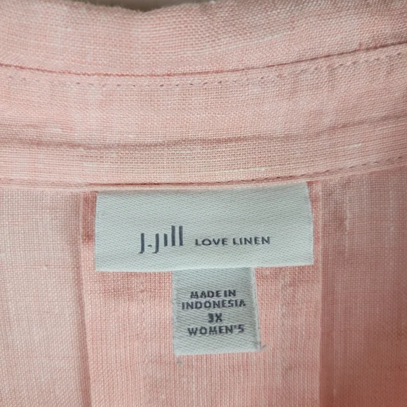 J. Jill Pink Love Linen Slub Long Sleeve Button Up Shirt Pink - Picture 5 of 12